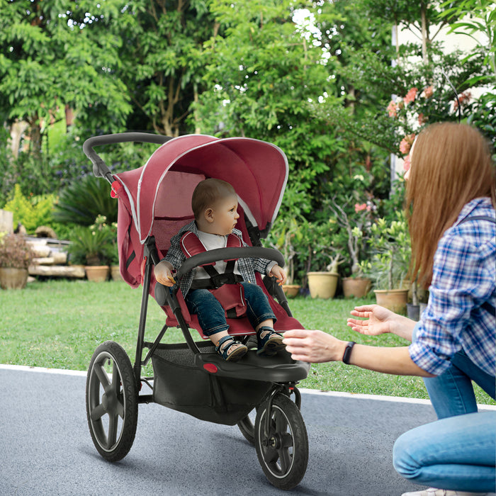 Foldable Tri-Wheel Baby Carriage - Sunshade Canopy & Spacious Undercarriage Basket - Ideal for On-The-Go Parents with Infants
