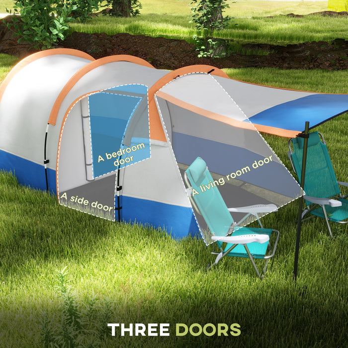 Large Tunnel Camping Tent with Bedroom & Living Space - 2000mm Waterproof & Portable Design for 2-3 People - Ideal for Family Camping and Outdoor Adventures