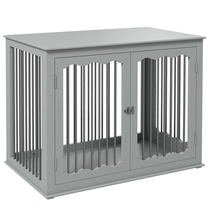 Large Three-Door Furniture-Style Dog Crate - Indoor Pet Enclosure with Locking Mechanism - Ideal for Big Dogs and Home Safety