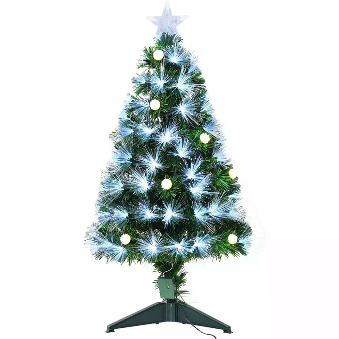 White Pre-Lit 3ft Christmas Tree with Star Topper - 90 LED Lights, Triangular Base, Full-Bodied Holiday Decor - Ideal for Small Spaces & Festive Home Ambiance