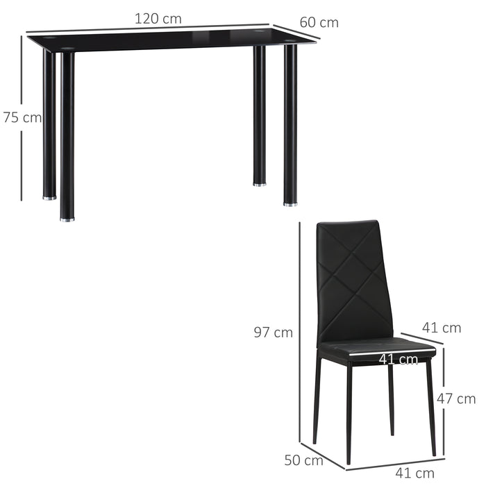 5-Piece Modern Dining Set - Space-Efficient Rectangular Table with Steel Frame for Kitchen - Ideal for Small Groups and Compact Areas