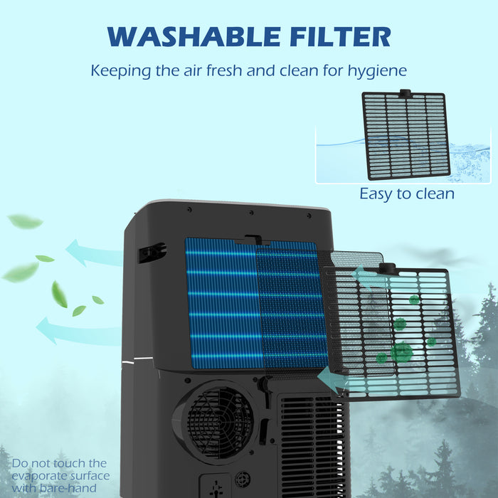 14,000 BTU Portable Air Conditioning Unit - Smart WiFi-Controlled Home AC with Dehumidifier & Fan, 24H Programmable Timer, for 35m² Rooms - Complete with Window Venting Kit, Sleek Black Design