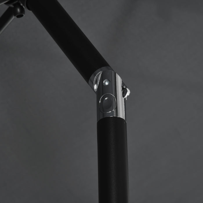 Aluminum Tilt Crank Patio Parasol - 3x2m Rectangular Garden Umbrella with Steel Canopy in Black - Outdoor Sun Shade for Garden, Patio & Deck Areas