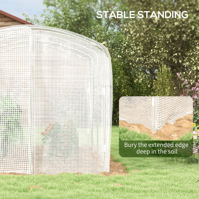 UV-Resistant PE Covered Polytunnel Greenhouse - Sturdy Walk-In Grow House with Galvanized Steel Frame & Door - Ideal for Gardeners, 2x2x2m Size, White