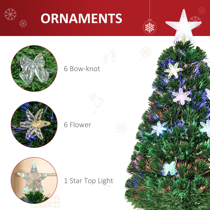 HOMCM 3FT Prelit Tree - LED & Fiber Optic Illuminated Artificial Christmas Tree with Foldable Stand - Festive Home Xmas Decor for Small Spaces