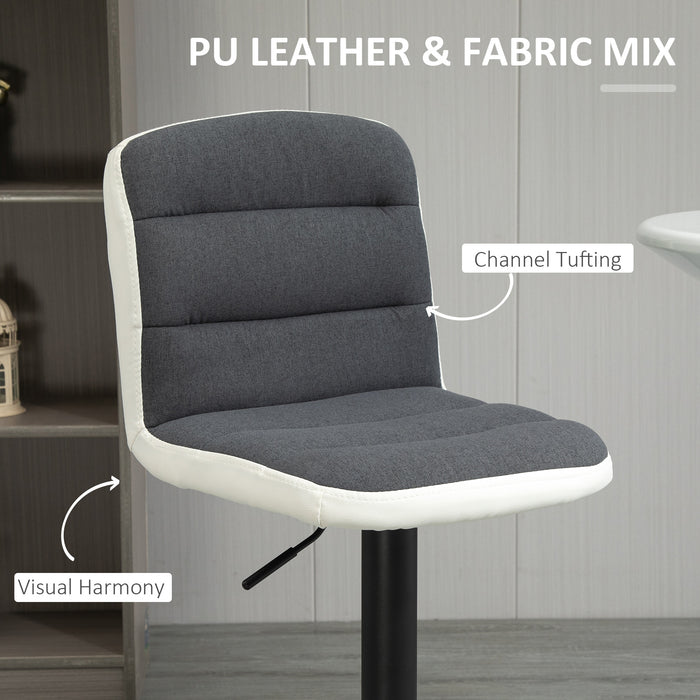 Armless Adjustable Bar Stool Set - Upholstered Swivel Seat, Adjustable Height, Dark Grey - Ideal for Home Bar or Kitchen Counter Seating