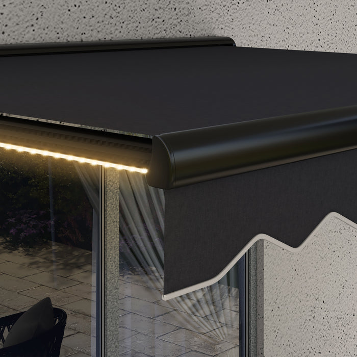 Electric Awning with LED Lighting - 3x2.5m Aluminium Frame, Retractable Sunshade for Patios and Windows - Outdoor Comfort for Home and Commercial Spaces
