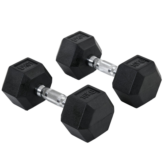 Hexagonal Rubber-Coated Dumbbell Set - Durable Weightlifting Gear for Fitness and Strength Training - Ideal for Home Gym Enthusiasts