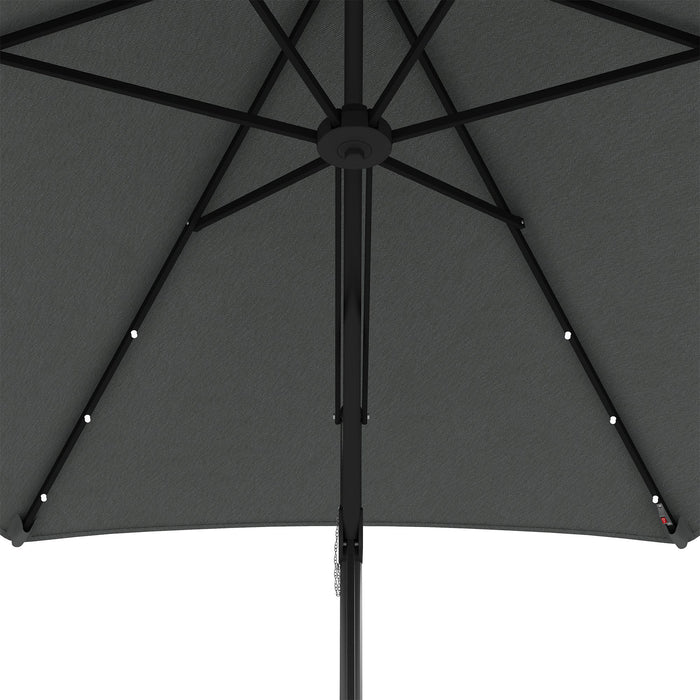 Cantilever 3m Solar LED Garden Umbrella - Waterproof with Cross Base, Dark Grey - Ideal for Outdoor Patio Shade and Ambiance