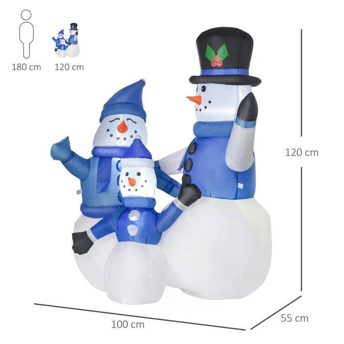 Christmas Inflatable Snowman Family with LED Lights - Outdoor Seasonal Home Decoration - Perfect for Festive Garden Display