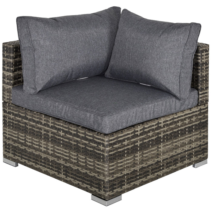 PE Rattan Wicker Single Corner Sofa Chair - Deep Grey Garden Furniture with Cushions - Ideal for Patio and Outdoor Lounging