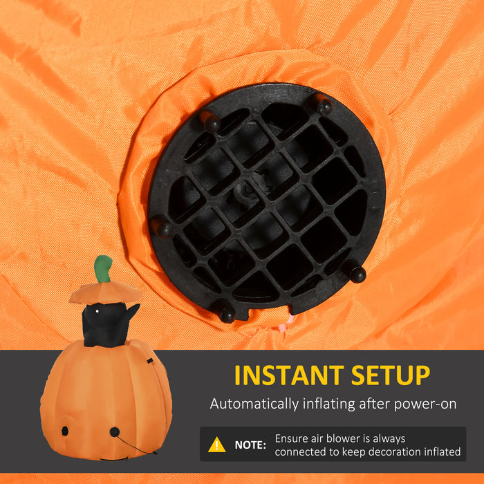 4ft Inflatable Halloween Pumpkin with Cat - LED Lighted Blow-Up Yard Decoration - Quick-Ship, Kid-Friendly Outdoor Festive Display