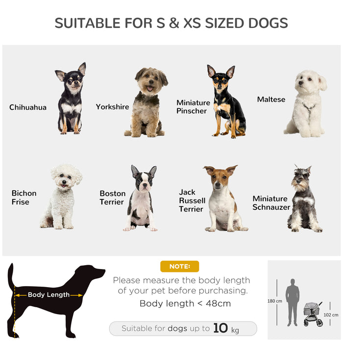 Foldable Pet Stroller and Car Seat - Detachable, Cushioned Dog & Cat Travel Pushchair with EVA Wheels and Basket - Safety Leash, Lightweight Design for Easy Transport