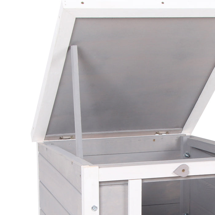 Wooden Pet Hutch with Hideaway - Bunny, Guinea Pig, and Small Animal Cage - Ideal Shelter for Rabbits, Ferrets, and Cats with Ample Space 51x42x43 cm, Grey
