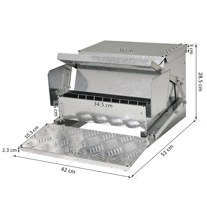 11.5kg Capacity Chicken Poultry Feeder - Durable Galvanized Steel & Aluminium, Automatic Dispensing - Weatherproof Solution for Outdoor Poultry Feeding