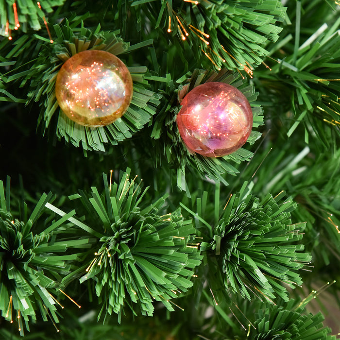 3FT Prelit Fiber Optic Artificial Christmas Tree - Gold Stand, Indoor Holiday Home Xmas Decor, Green - Ideal for Festive Space-Saving Display