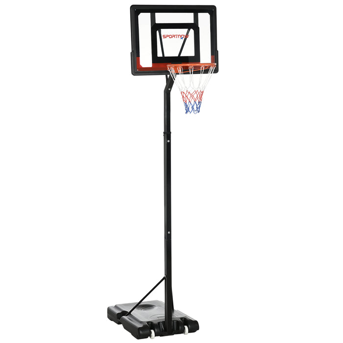 Adjustable 2.1-2.6m Basketball Hoop System - Sturdy Backboard, Weighted Base with Wheels - Ideal for Players of All Ages, Easy Portability