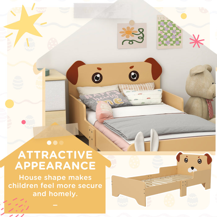 Puppy-Themed Toddler Bed - Sturdy Frame & Fun Design for Ages 3-6, 143x74x58 cm - Bright Yellow Color to Brighten Kids' Room