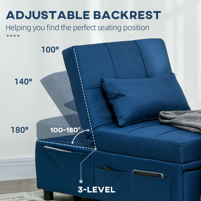 3-in-1 Multi-Functional Sleeper Chair Bed with Padding Seat - Convertible Chair to Bed Recliner, Adjustable Backrest & Wheels, Includes Pillow - Space-Saving Solution for Guests or Small Spaces