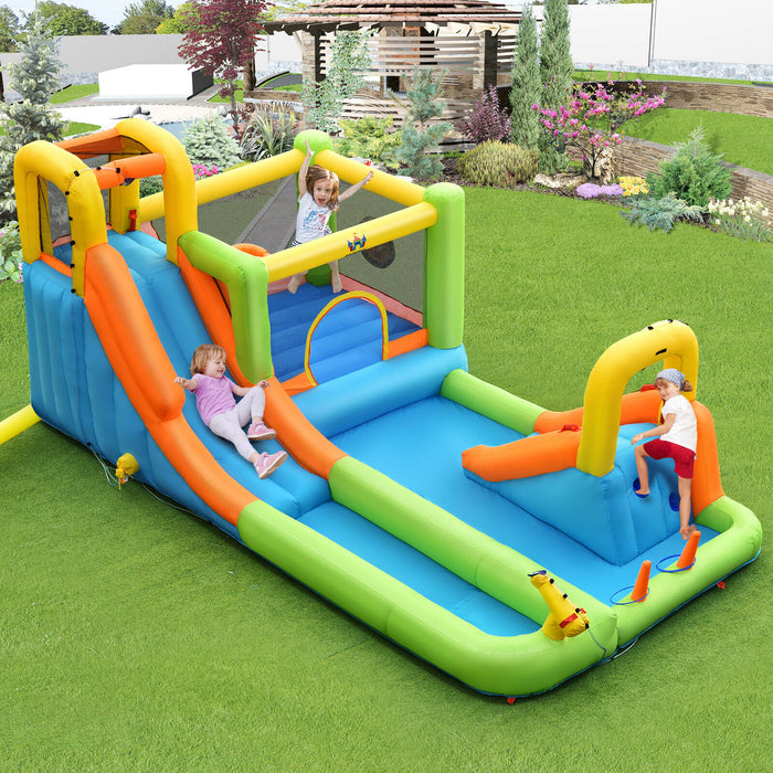 Inflatable Water Park Bounce House Brand - Double Water Slides, Climbing Features - Ideal Solution for Kids' Outdoor Fun