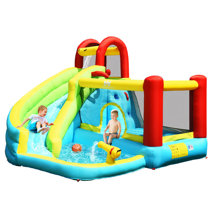 Castle Themed Inflatable Water Park - Bouncy Water Slide with Built-In Water Gun - Perfect Summer Fun for Kids