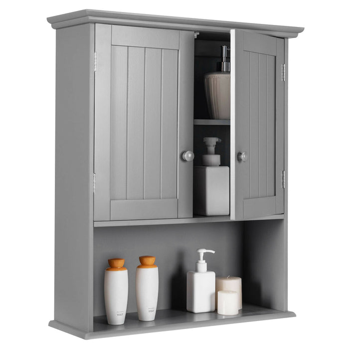 Grey Wall Mounted Cabinet - Bathroom Storage with Adjustable Shelf - Ideal for Maximizing Space and Organizing Supplies