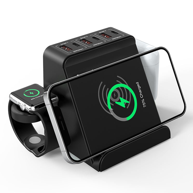 Wireless Fast Charging Docking Station with Multi USB Ports - 15W 10W 7.5W 5W Power Delivery, QC3.0, and USB-C Outputs - Ideal for iPhone 12 13 14 14Pro, Huawei Mate50, Samsung Galaxy S23, Xiaomi 13pro