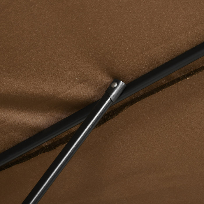 Rectangular Garden Parasol Umbrella 3x2m with Tilt Function - Outdoor Sun Shade Canopy, Aluminium Frame, and Crank Mechanism, Brown - Ideal for Patio, Backyard, or Poolside Relaxation