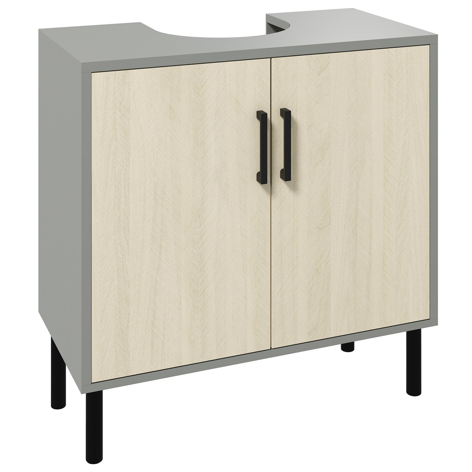 Under Sink Storage Cabinet - Bathroom Vanity Unit with Double Doors & Shelves, 60x30x61cm - Space-Saving Organizer for Bathroom Essentials