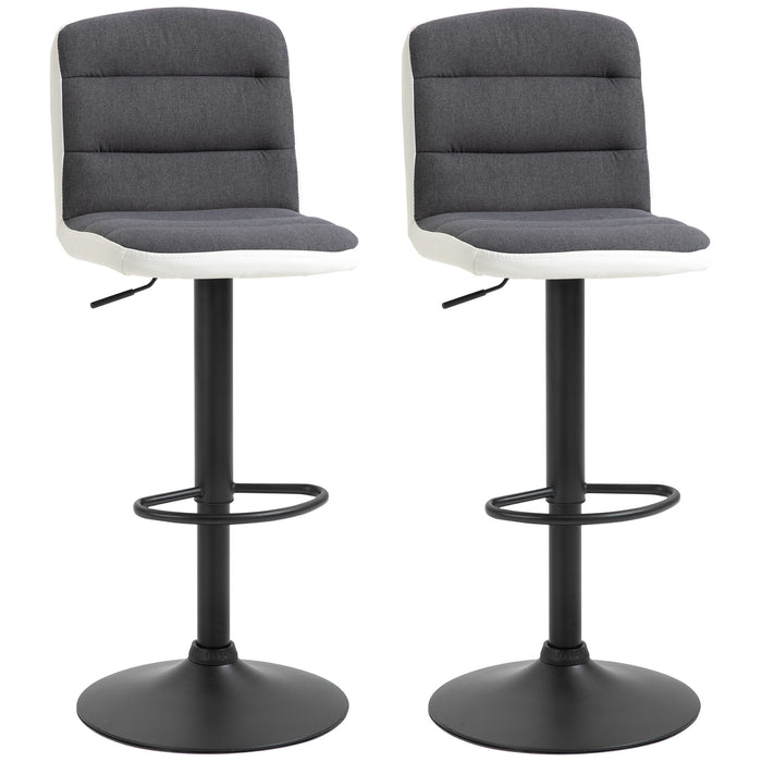 Armless Adjustable Bar Stool Set - Upholstered Swivel Seat, Adjustable Height, Dark Grey - Ideal for Home Bar or Kitchen Counter Seating