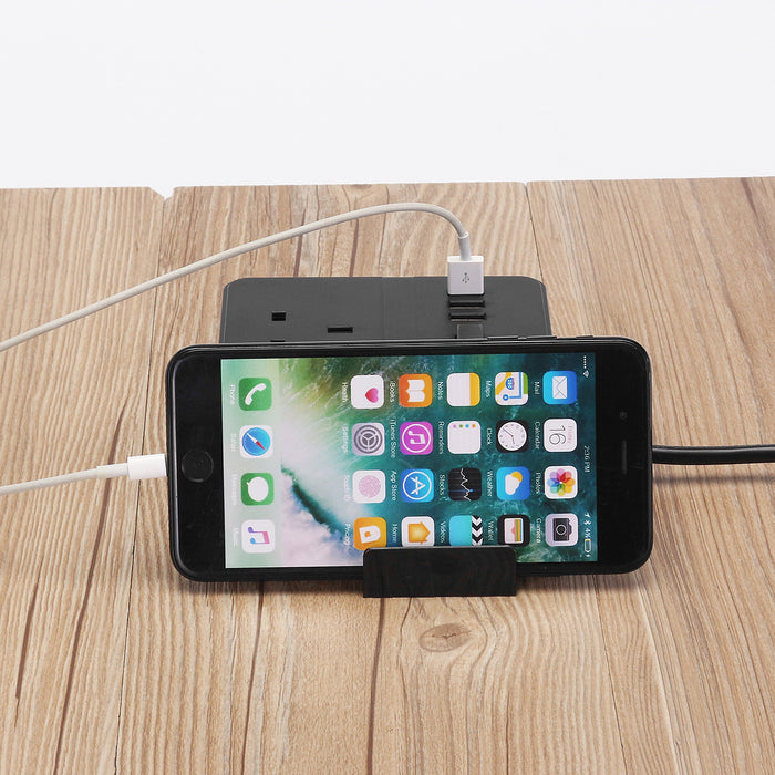 Brand & Model - 3-Port USB Extension Socket with 1.5M Cord & 2500W 10A Power Capacity - Ideal Desktop Charging Stand for US/UK/EU Plugs