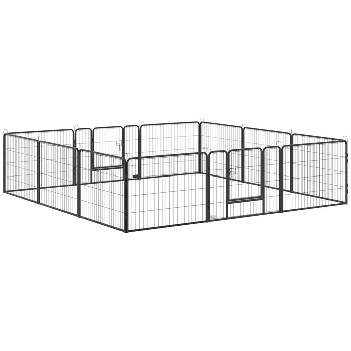 Heavy Duty 12-Panel Pet Playpen - Foldable Steel Puppy Exercise Fence with Dual Locking Doors - Ideal for Small Dogs & Playful Puppies Safety