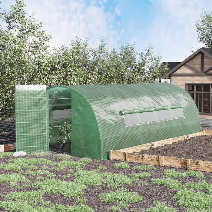 Heavy-Duty 25mm Galvanised Steel Frame Polytunnel - Metal Hinged Door & Mesh Windows, 3x6M Greenhouse - Ideal for Gardeners & Extended Growing Seasons