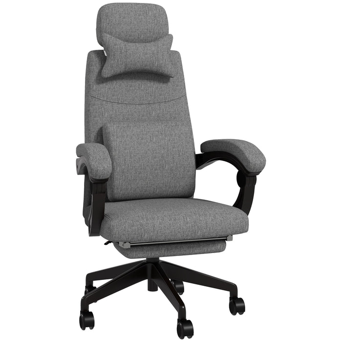 Ergonomic High Back Recliner Office Chair - Adjustable Height, Swivel Wheels, with Footrest and Lumbar Support in Dark Grey - Ideal for Comfortable Working and Relaxation