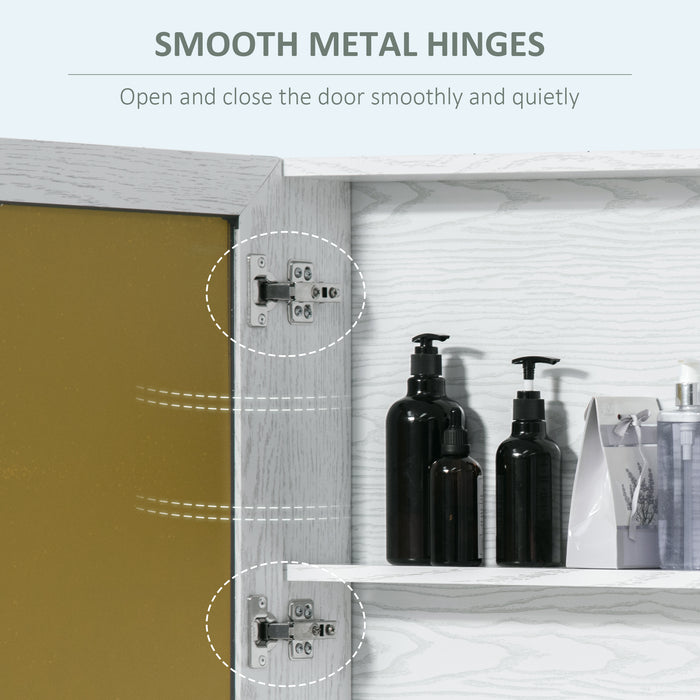 Aluminium Bathroom Cabinet - Wall-Mounted Storage with Mirror Door & 3-Tier Shelving - Space-Saving Organizer for Restroom Essentials