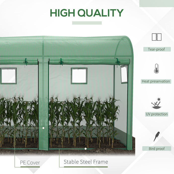 Deluxe Tomato Greenhouse with PE Cover - Double Door and 4-Ventilation Windows, Sturdy Steel Frame - Ideal for Garden Plant Growth, 3x1x2 Meters