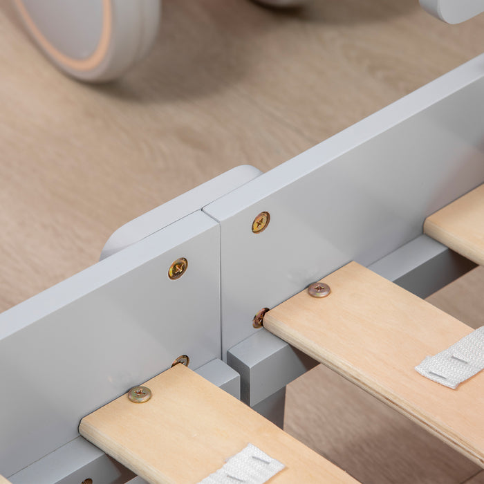 Star & Moon Toddler Bed with Safety Rails - Sturdy Slatted Kids Bedroom Furniture, Grey - Ideal for Children Ages 3-6 Years, 143 x 76 x 49 cm