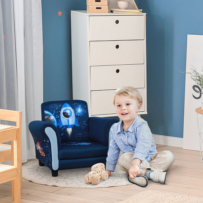 Kids Mini Sofa Chair with Armrest - Cozy Blue Child Armchair, 59.5 x 43 x 46.5cm - Perfect Seating for Toddlers and Young Children