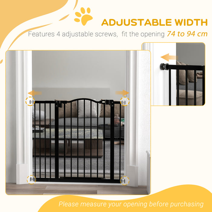 Adjustable 74-94cm Metal Pet Gate with Auto-Close Feature - Safety Barrier Door for Dogs & Cats - Prevent Pets from Roaming Unsupervised