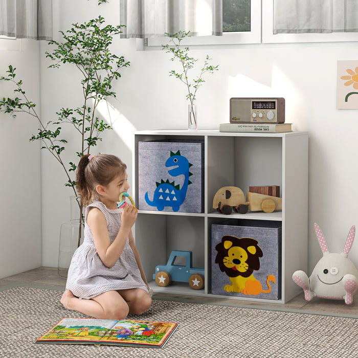 Kids' Storage Organizer - Playful Toy Box with Dual Non-Woven Fabric Bins, 61.8cm Cube - Perfect for Neatly Tidying Toys and Children's Accessories