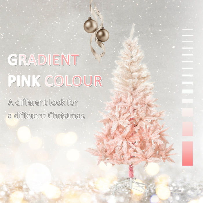 5ft White and Pink Artificial Christmas Tree with Metal Stand - Easy Automatic Open for Festive Decor - Ideal Holiday Centerpiece for Home Decoration