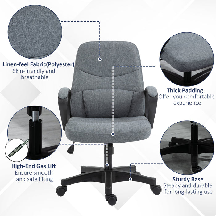 Ergonomic High-Back Office Chair with Lumbar Massager - 360° Swivel, Adjustable Height & Tilt, Grey - Enhanced Comfort for Extended Desk Work