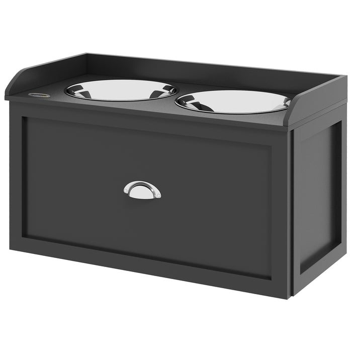 Elevated Stainless Steel Pet Bowls with Storage - 21L Drawer for Food and Supplies - Ideal for Large Dogs and Cats