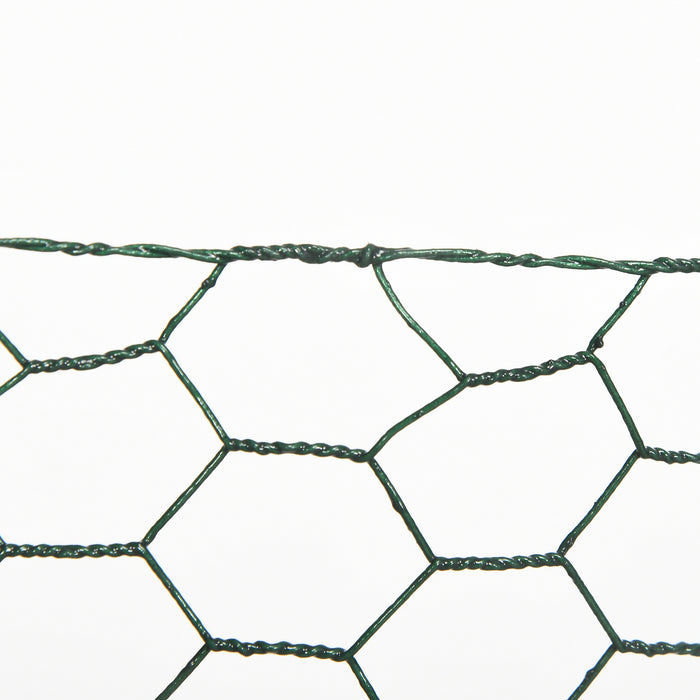Foldable 1m x 25m PVC-Coated Chicken Wire Mesh - Durable Welded Garden Fencing Roll with Poultry Netting - Ideal for Rabbits, Ducks, Geese Protection in Dark Green