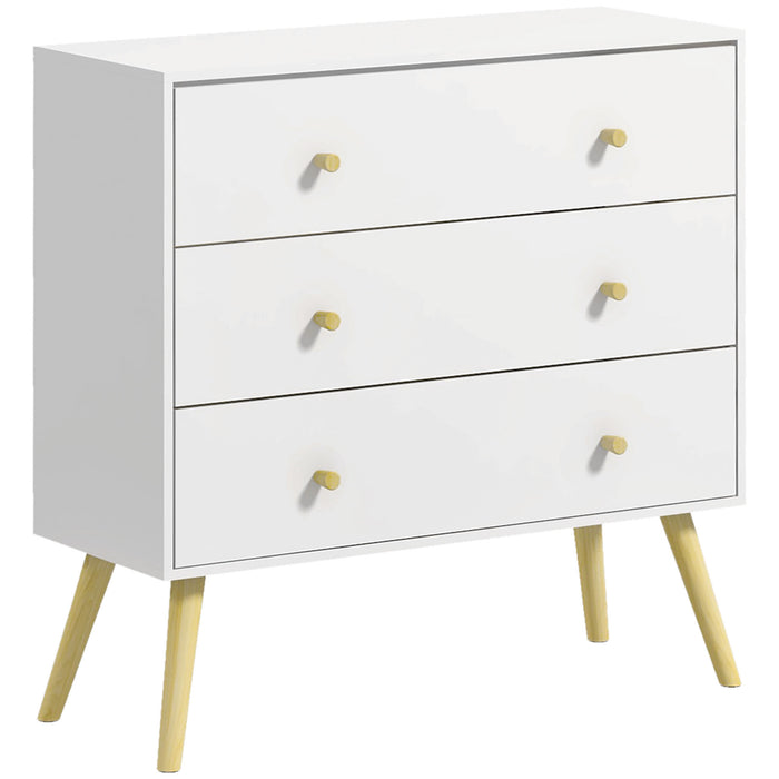 3-Drawer Chest of Drawers - Wooden-Legged Storage Organizer for Bedroom & Living Room - Space-Saving Solution for Clutter-Free Homes
