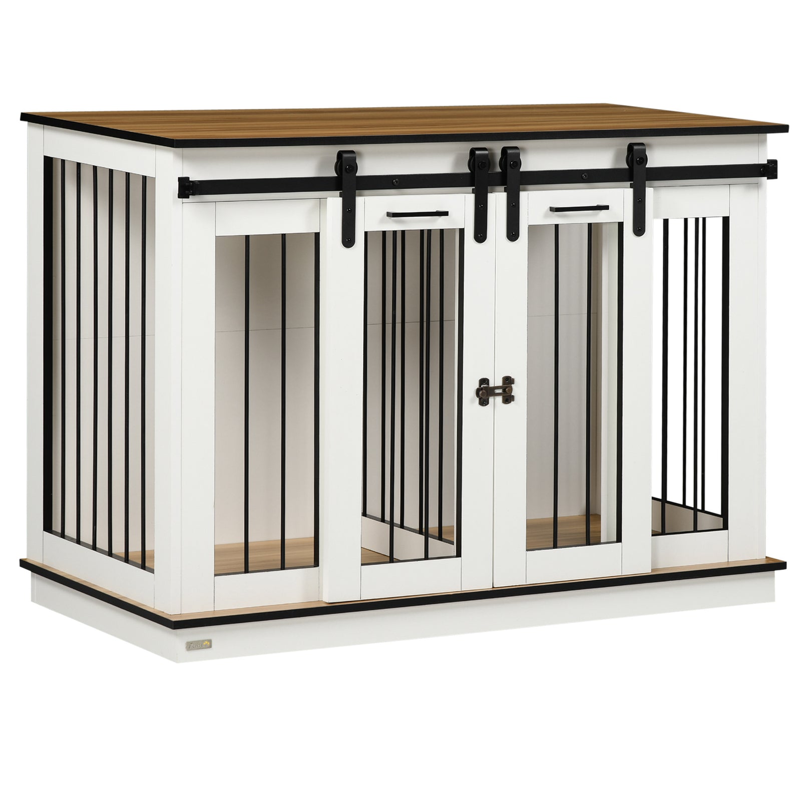 Double-Door Stylish Dog Crate Furniture - Spacious Wooden Cage for Both Large and Small Canines - Elegant Pet Housing Solution for Home Decor and Comfort