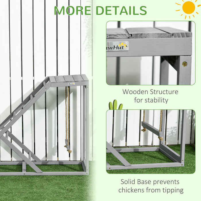Wooden Chicken Coop Playset - Swing, Ladder & Platform Features in Grey - Ideal for Imaginative Playtime