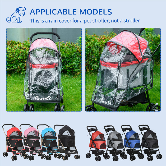 Dog Stroller Weather Shield - Protective Rain Cover for Pet Buggy Pushchair, Suitable for Small to Miniature Dogs & Cats - Features Front and Rear Entry Access