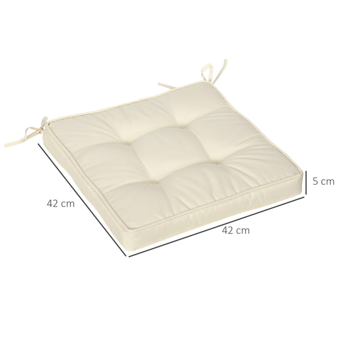 Outdoor Chair Comfort Pad - 40x40cm Garden Seat Cushion with Secure Ties, Cream White - Ideal for Patio Furniture & Dining Chairs