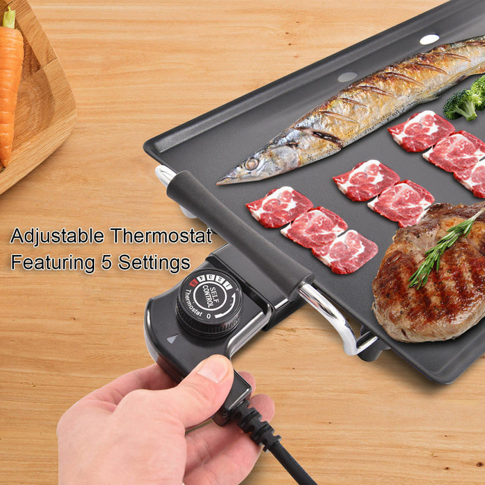Electric Teppanyaki Table Griddle - 48 x 27cm cooking surface area - Ideal for Indoor Grilling and Cooking Parties